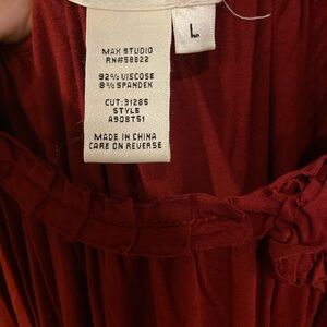 Max Studio Wine Red Midi Dress with Pleated Skirt